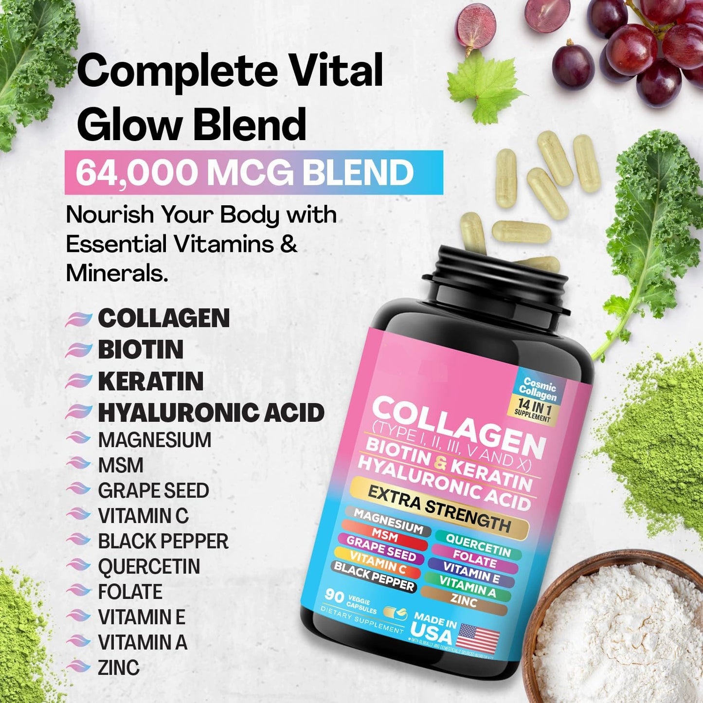 Collagen Capsules Biotin Protein VC 60 Capsules