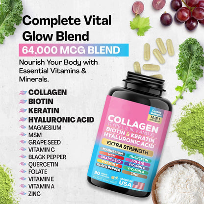 Collagen Capsules Biotin Protein VC 60 Capsules