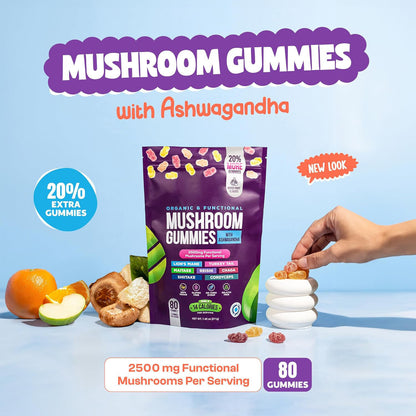 Mushroom with ashwagandha gummies 80gummies