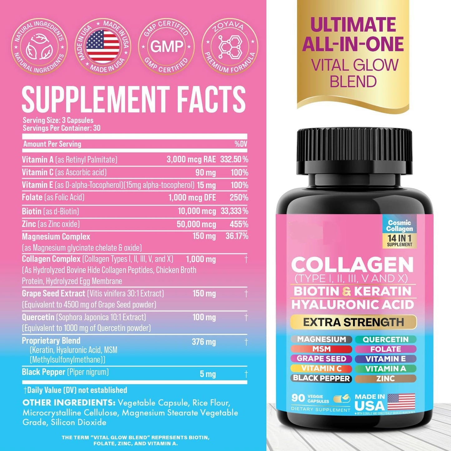 Collagen Capsules Biotin Protein VC 60 Capsules